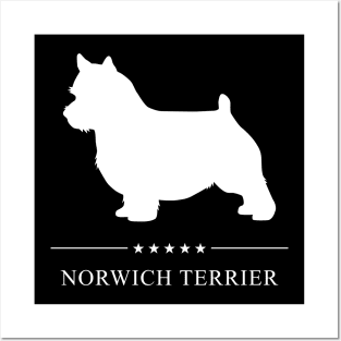 Norwich Terrier Dog White Silhouette Posters and Art